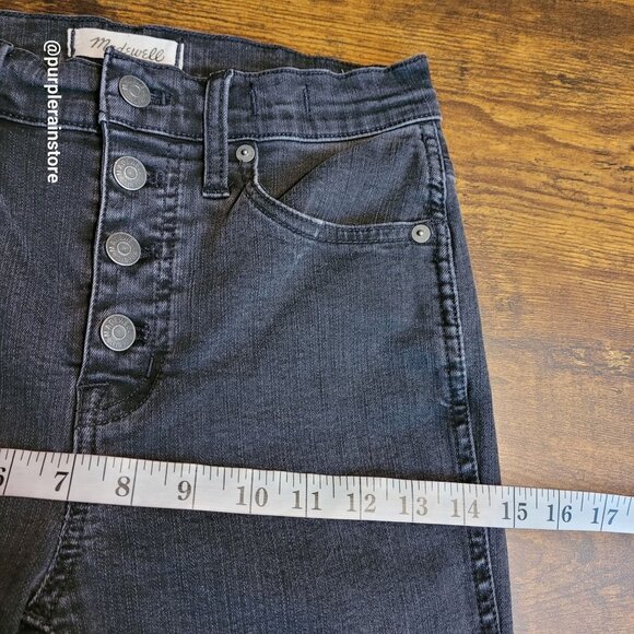 Madewell Jeans 26 Skinny 10" High Rise Button Fly Berkeley Black Wash AA590 - Picture 9 of 13